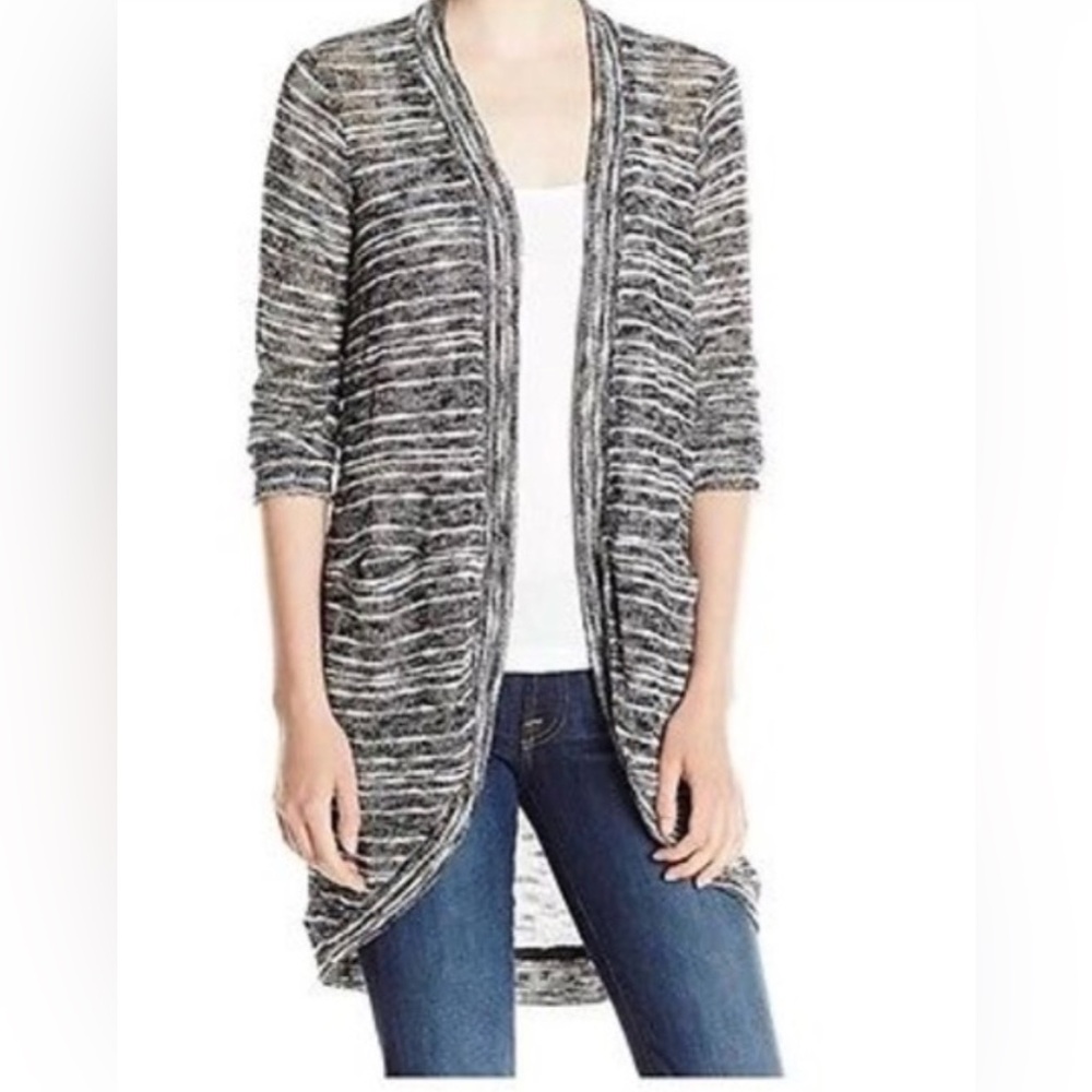 Splendid‎ Black and White Open-Front Cardigan Size L